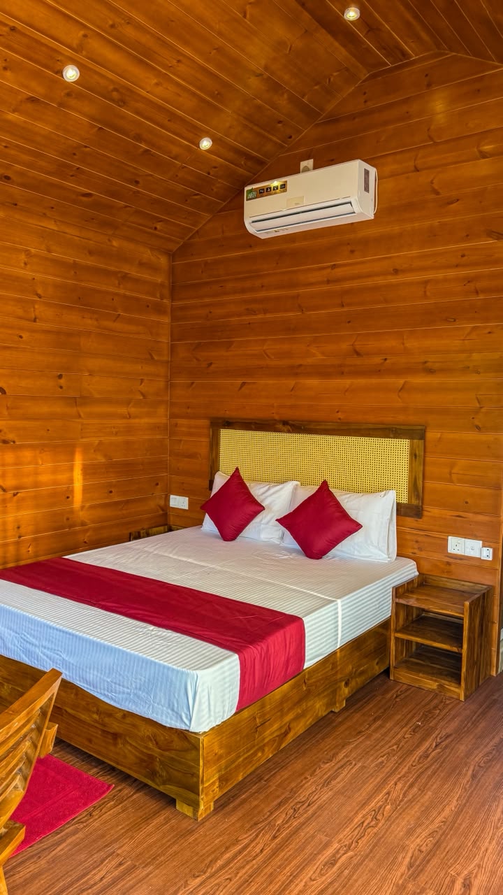 Bedroom with cane headboard